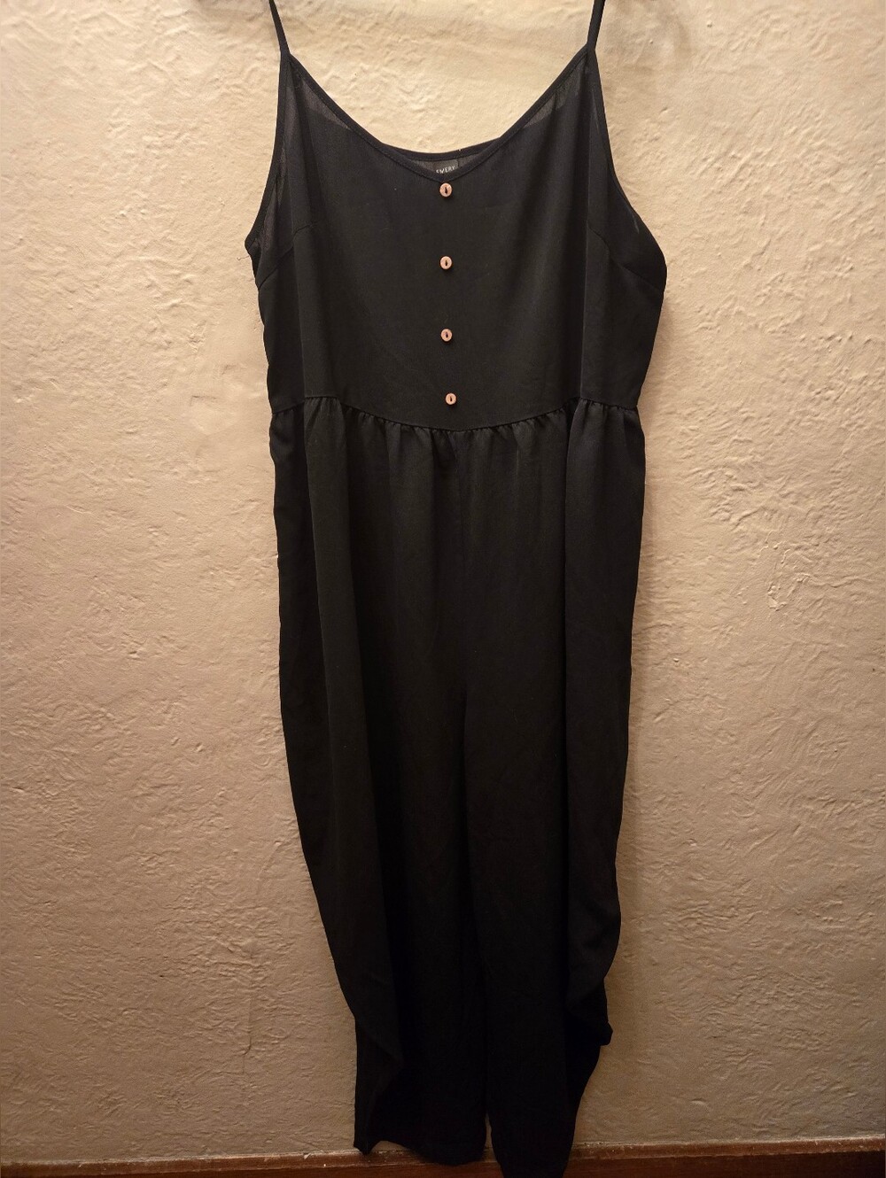 Emery Rose Black Wide Leg Jumpsuit XL Minimalist Boho